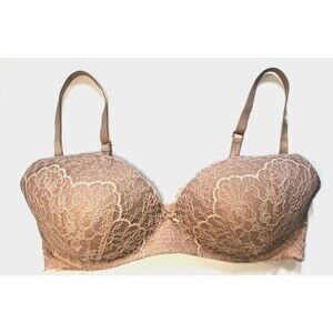 Victoria's Secret Dream Angels Beige Lace Padded Wireless Bra Women's -Size 34DD